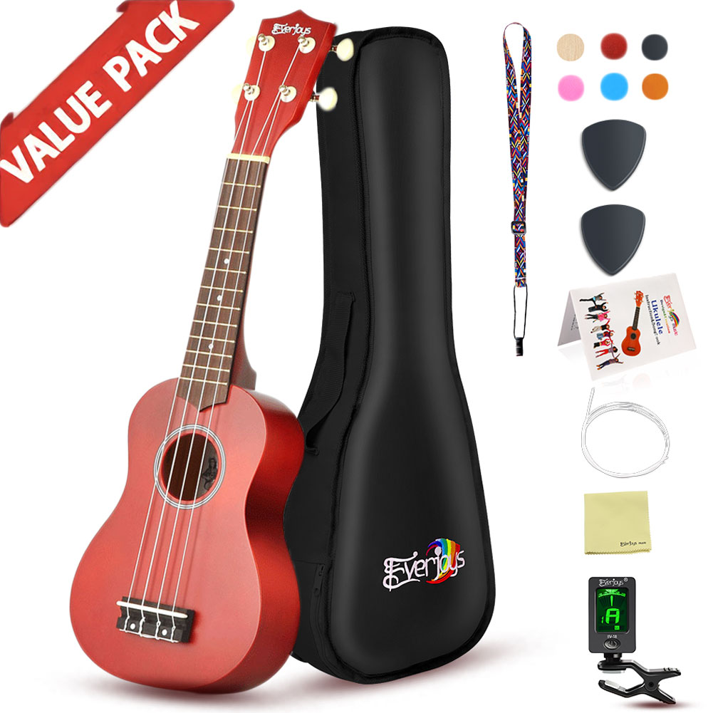 Sopraanon Ukulele-aloittelijapakkaus-21 tuumaa w / keikalla varustetun kappalekirjan digitaaliviritin