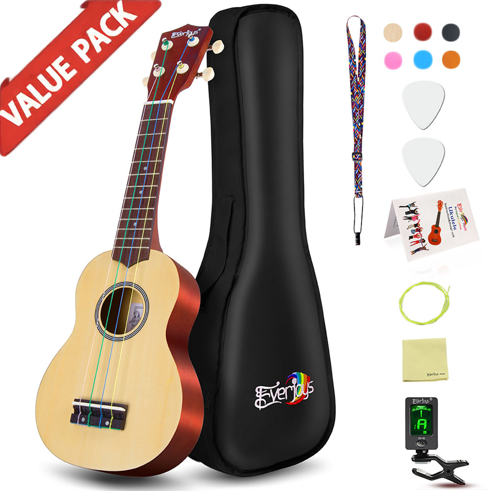 Sopraanon Ukulele-aloittelijapakkaus-21 tuumaa w / keikalla varustetun kappalekirjan digitaaliviritin